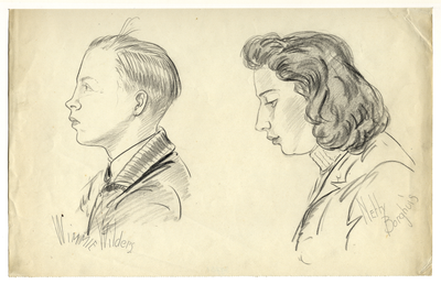 39731 Portret van een jonge man, genaamd Wimmie Wilders, en van een jonge vrouw, genaamd Netty Borghuis, medewerkers ...